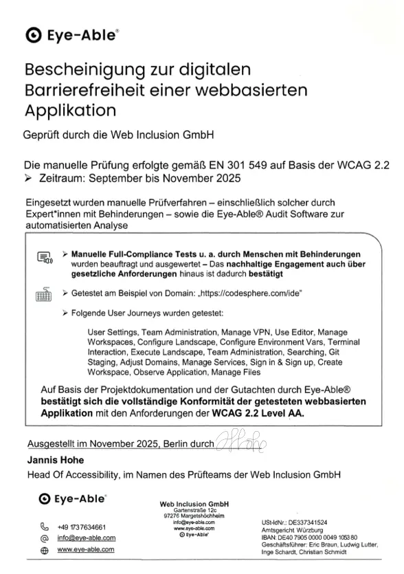 Accessibility Certificate Preview